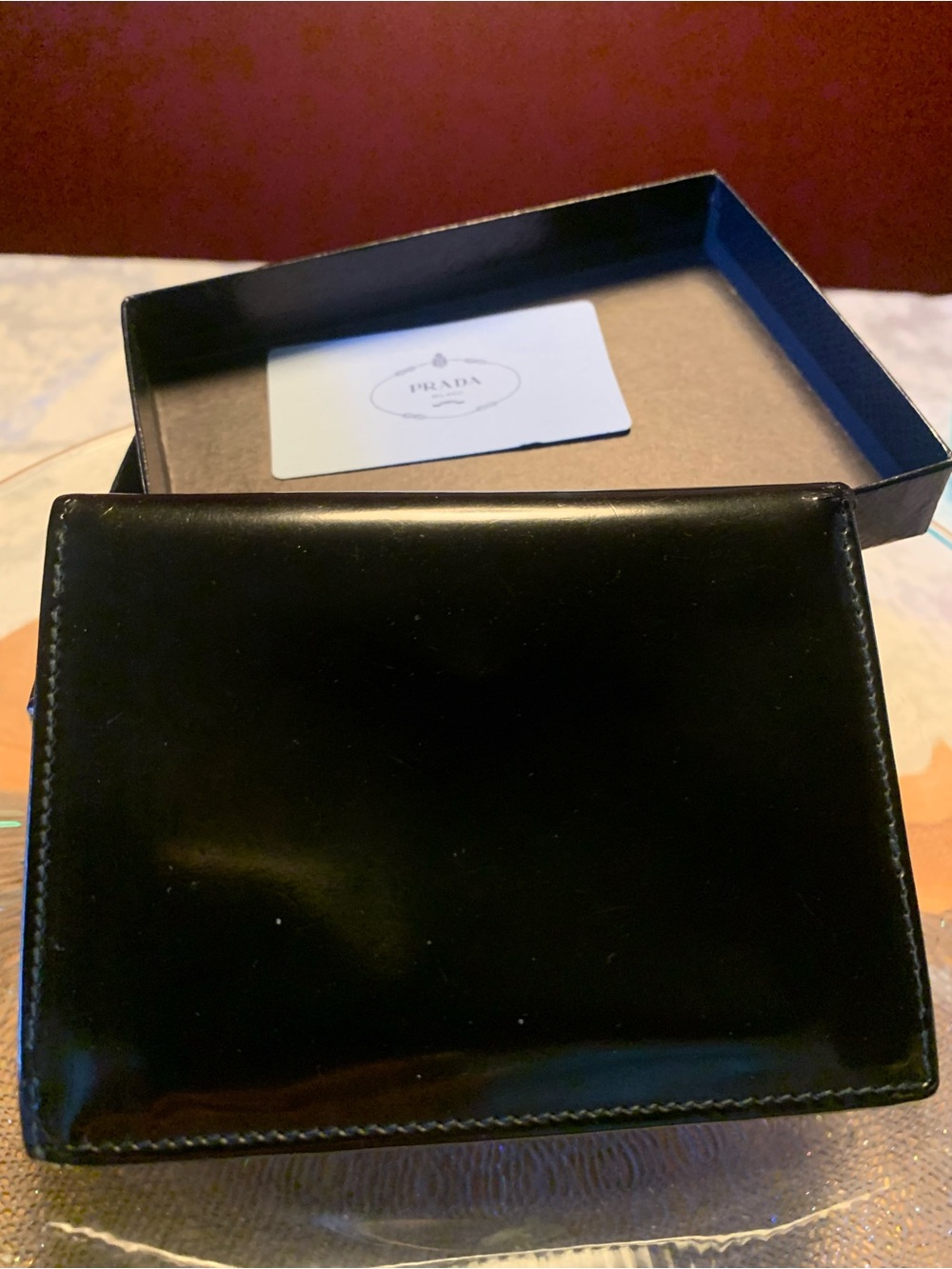 Prada Milano Black Patent Fold wallet. Presentation Box with Card. - Picture 10 of 10